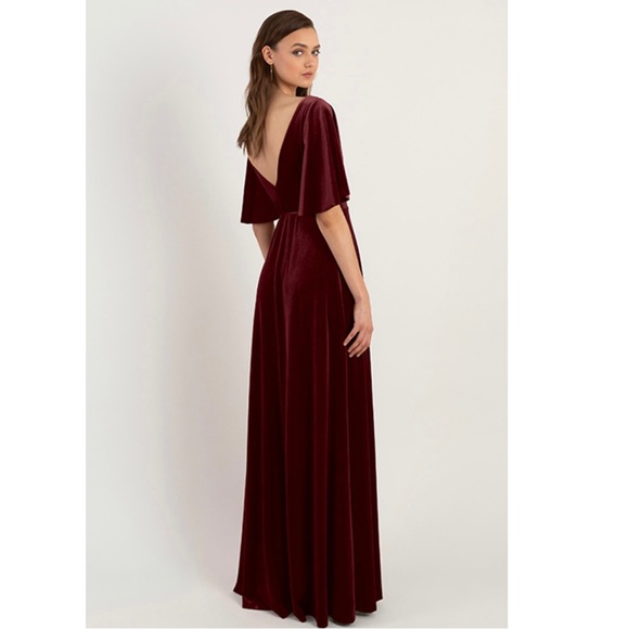 NWT Jenny Yoo Marin dark berry maxi dress gown wrap deep v-neck size 6 - Picture 2 of 7
